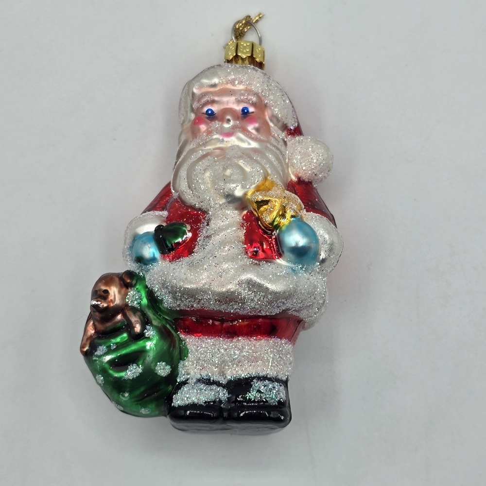 BRASS KEY BK Classic Santa Hand Crafted Blown Glass Christmas Ornament Vtg